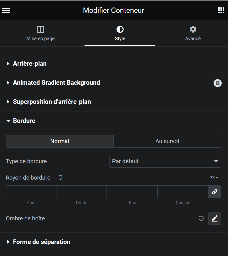 ajouter une ombre pour le conteneur de la barre inferieure mobile
