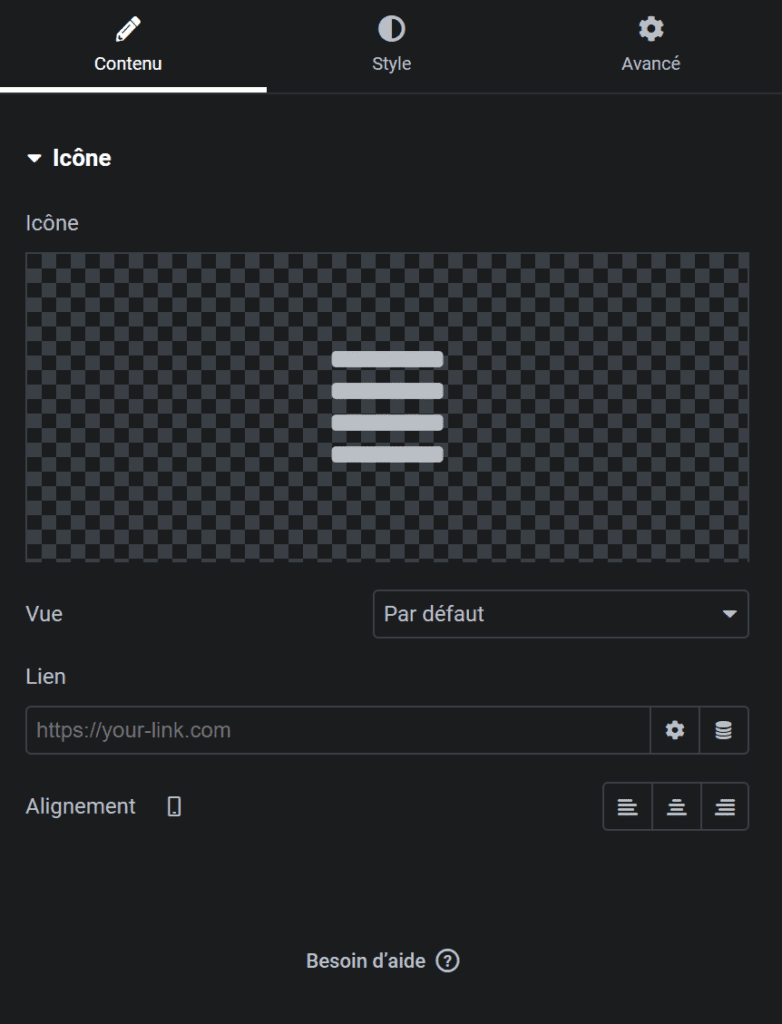 ajouter action pour menu mobile
