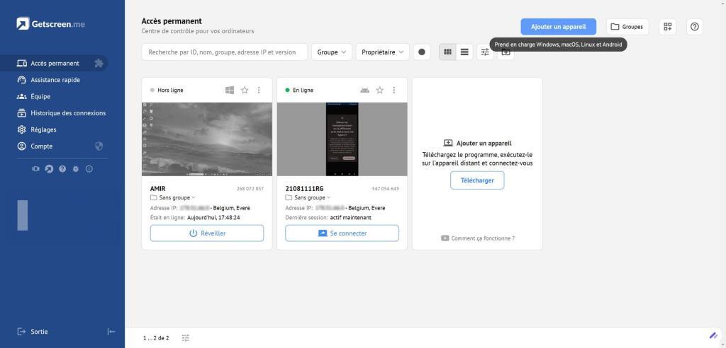 rmanent---inteface-web-Getscreen alternative a teamviewer